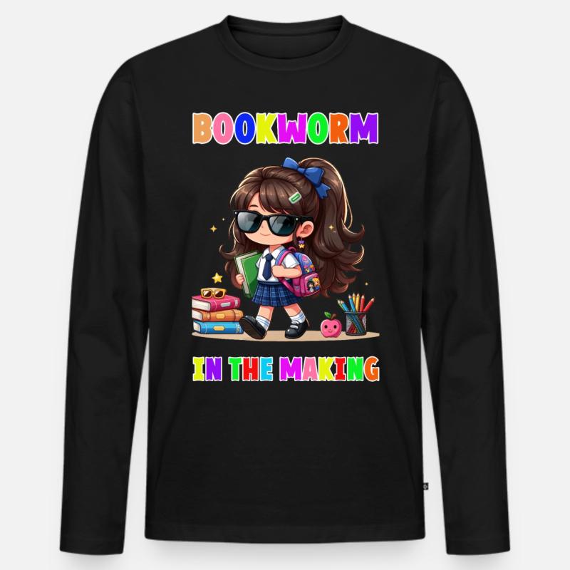Bookworm in making - Männer Premium Bio Langarmshirt - Schwarz