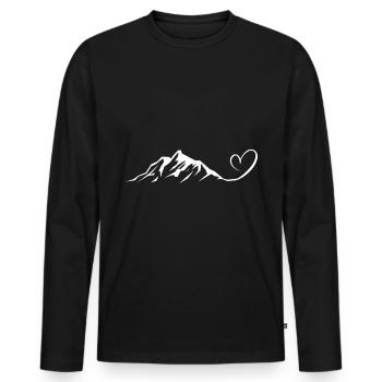 Herz - Berg - (6) - Männer Premium Bio Langarmshirt - Schwarz - Vorne - Nico (187cm)