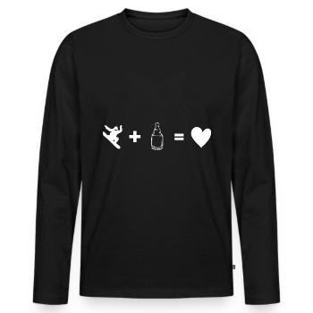 Bier - Herz - Snowboarden - (3) - Männer Premium Bio Langarmshirt - Schwarz - Vorne - Nico (187cm)