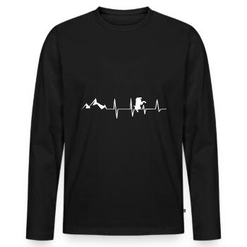 Herzschlag - Ziege - Berg - (6) - Männer Premium Bio Langarmshirt - Schwarz - Vorne - Nico (187cm)