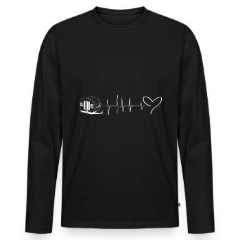 Herz - Herzschlag - Wohnwagen - (4) - Männer Premium Bio Langarmshirt - Schwarz - Vorne - Nico (187cm)