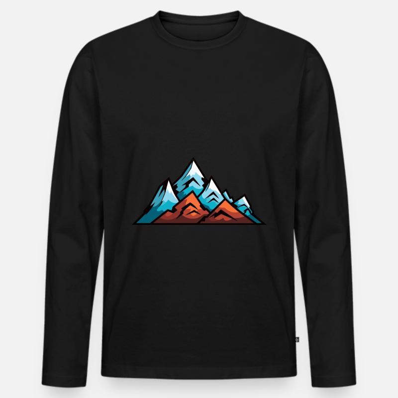 Berge Symbol Bergsteigen - Männer Premium Bio Langarmshirt - Schwarz