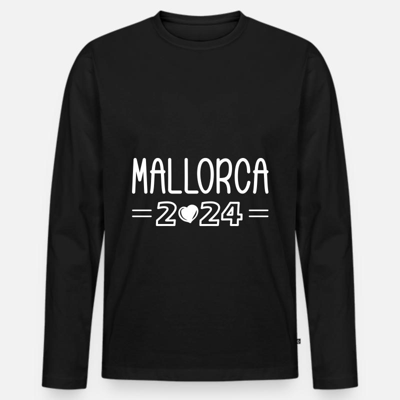 Mallorca 2024 Herz - Männer Premium Bio Langarmshirt - Schwarz