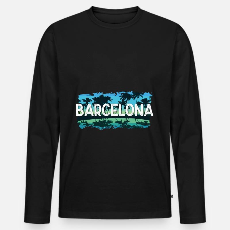 Barcelona - Männer Premium Bio Langarmshirt - Schwarz