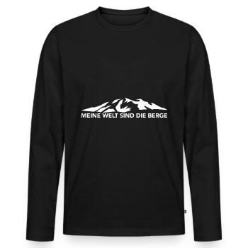 Meine Welt Sind Die Berge - (10) - Männer Premium Bio Langarmshirt - Schwarz - Vorne - Nico (187cm)