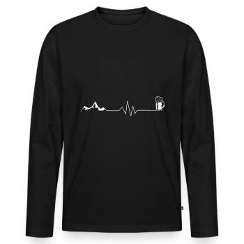 Beer - Heartbeat - Mountain - (7) - Men's Premium Organic Long Sleeve Shirt - black - Front - Nico (187cm)