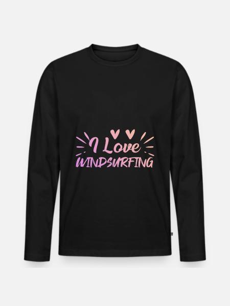 Ich liebe Windsurfen - Männer Premium Bio Langarmshirt - Schwarz