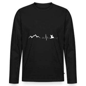 Dog - Heartbeat - Mountain - (3) - Men's Premium Organic Long Sleeve Shirt - black - Front - Nico (187cm)