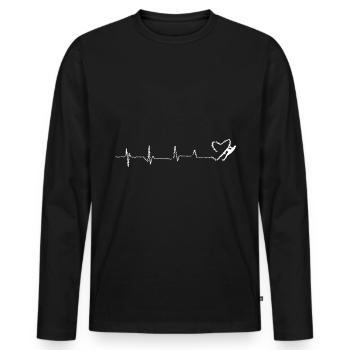 Cœur - Battement de cœur - Escalade - (5) - T-shirt manches longues Premium bio Homme - noir - Devant - Nico (187cm)