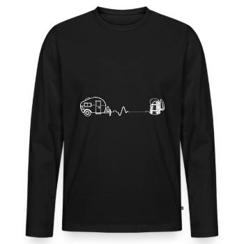 Herzklopfen - Bier - Wohnwagen - (5) - Männer Premium Bio Langarmshirt - Schwarz - Vorne - Nico (187cm)