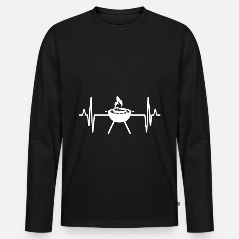 Steak Puls Fleisch - Männer Premium Bio Langarmshirt - Schwarz