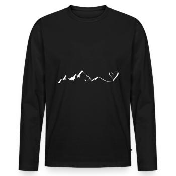 Heart - Mountain - (7) - Men's Premium Organic Long Sleeve Shirt - black - Front - Nico (187cm)