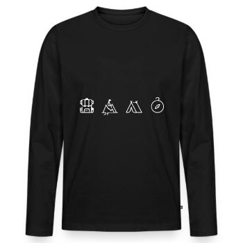 Camping - (3) - Männer Premium Bio Langarmshirt - Schwarz - Vorne - Nico (187cm)