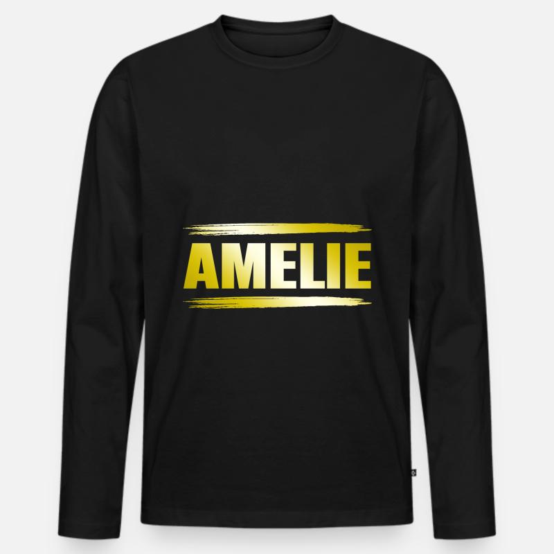 Amelie - Männer Premium Bio Langarmshirt - Schwarz