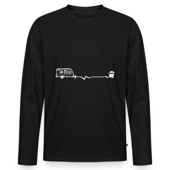 Bier - Herzklopfen - Wohnwagen - (3) - Männer Premium Bio Langarmshirt - Schwarz - Vorne - Nico (187cm)