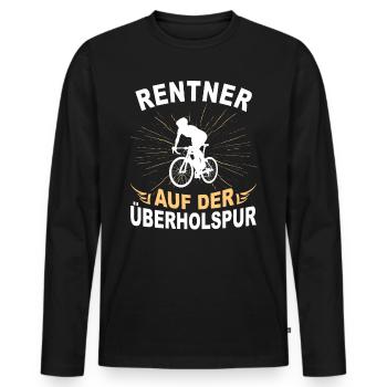 Rentner Ruhestand Fahrrad Überholspur Geschenk - Männer Premium Bio Langarmshirt - Schwarz - Vorne - Nico (187cm)