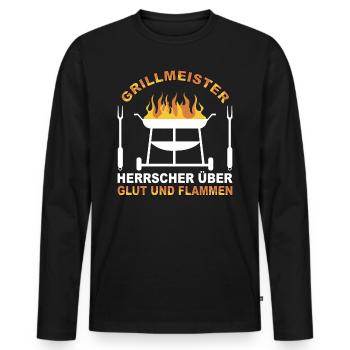Grillen Grill Grillmeister Herrschen Über Glut - Männer Premium Bio Langarmshirt - Schwarz - Vorne - Nico (187cm)