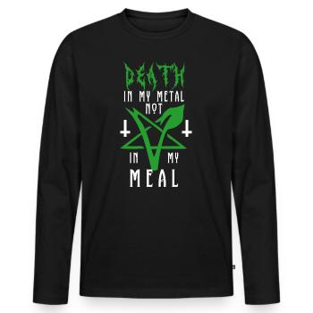 Death in my Metal | Vegan - Vegetarians - Men's Premium Organic Long Sleeve Shirt - black - Front - Nico (187cm)