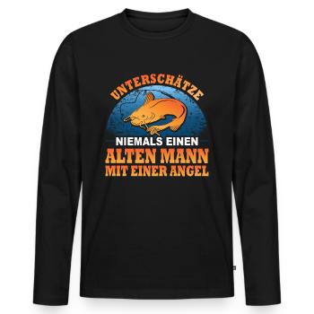 Angler Alter Mann Geschenk Fischen Fischer Angeln - Männer Premium Bio Langarmshirt - Schwarz - Vorne - Nico (187cm)