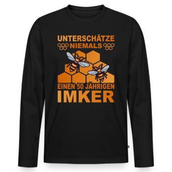 Bester Imker 50 Jahre Geburtstag Bienenzüchter - Männer Premium Bio Langarmshirt - Schwarz - Vorne - Nico (187cm)