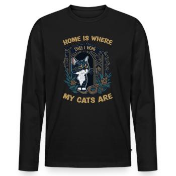 Home Is Where My Cat Are - Men's Premium Organic Long Sleeve Shirt - black - Front - Nico (187cm)