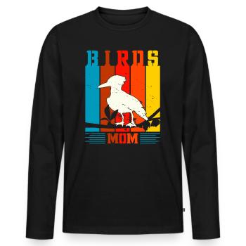 Birds Mom - Men's Premium Organic Long Sleeve Shirt - black - Front - Nico (187cm)