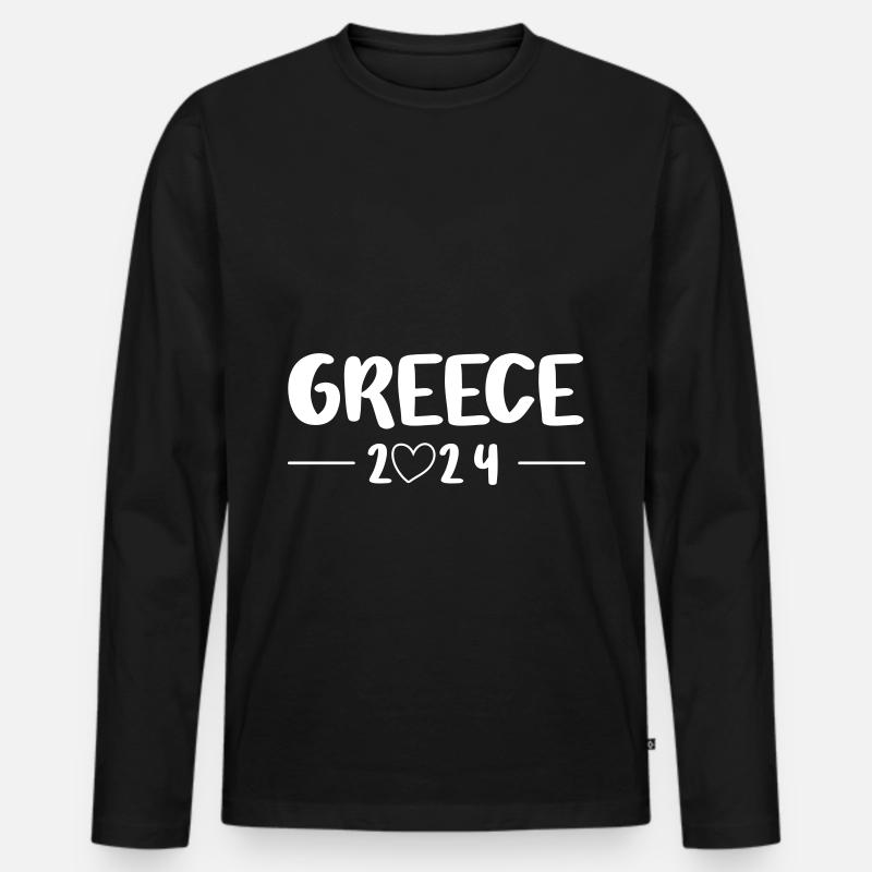 Greece 2024 Herz Reise - Männer Premium Bio Langarmshirt - Schwarz