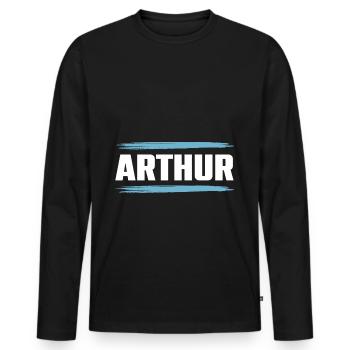 Arthur - T-shirt manches longues Premium bio Homme - noir - Devant - Nico (187cm)