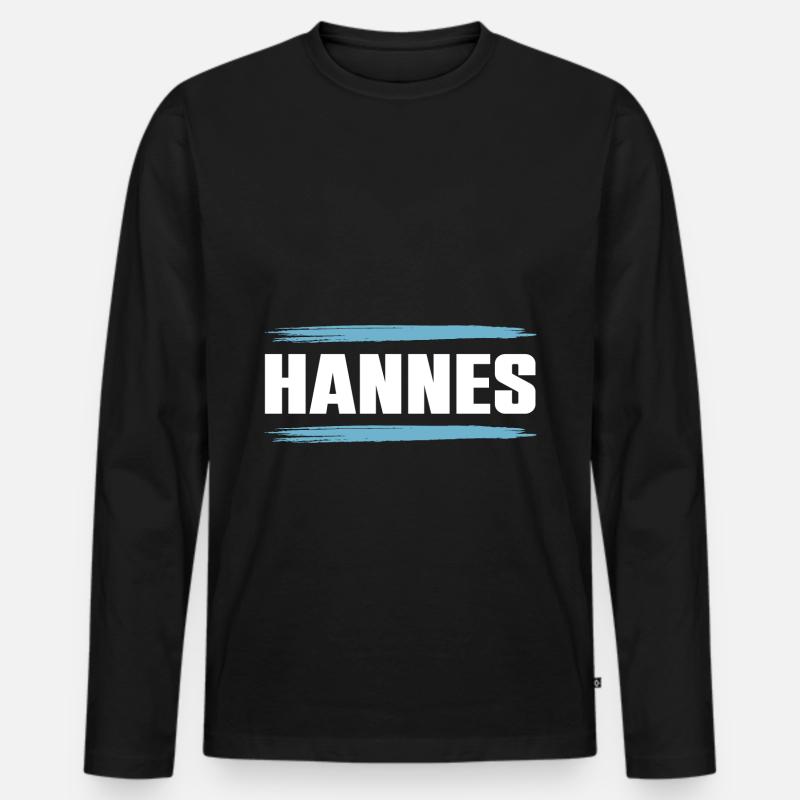 Hannes - Männer Premium Bio Langarmshirt - Schwarz