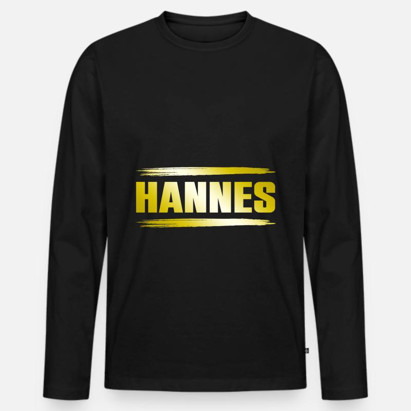 Hannes - Männer Premium Bio Langarmshirt - Schwarz