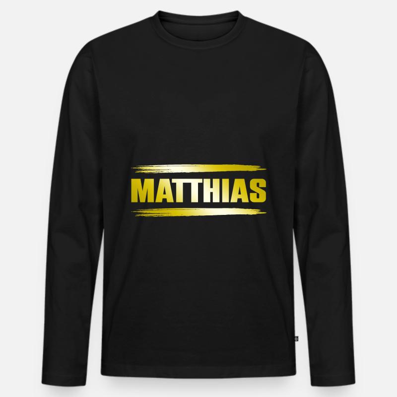 Matthias - Männer Premium Bio Langarmshirt - Schwarz
