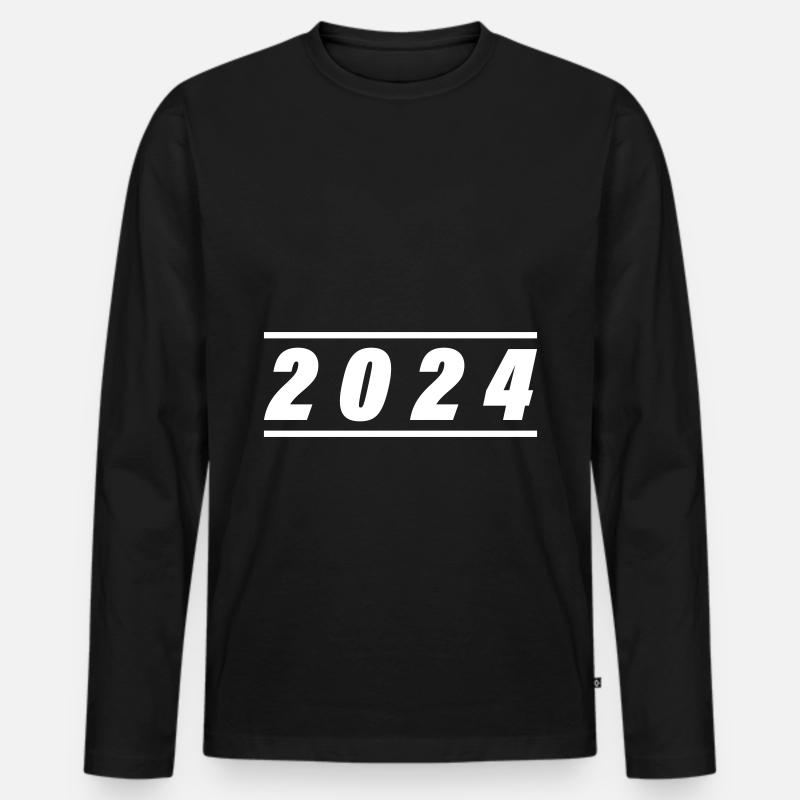 2024 Jahr - Männer Premium Bio Langarmshirt - Schwarz