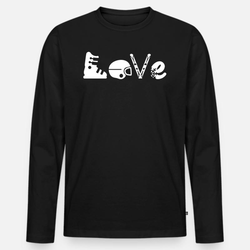 Love Wintersport - Männer Premium Bio Langarmshirt - Schwarz