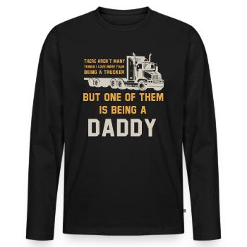 Trucker LKW Fahrer Fernfahrer Lastwagen Geschenk - Männer Premium Bio Langarmshirt - Schwarz - Vorne - Nico (187cm)
