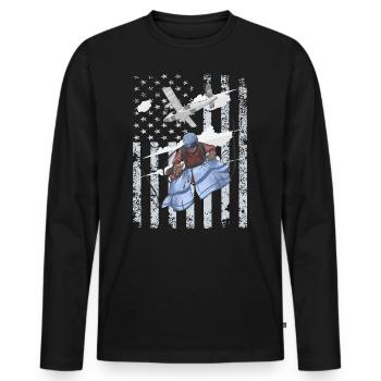 Cool Skydiving Jumping, Skydiver American Flag - Men's Premium Organic Long Sleeve Shirt - black - Front - Nico (187cm)