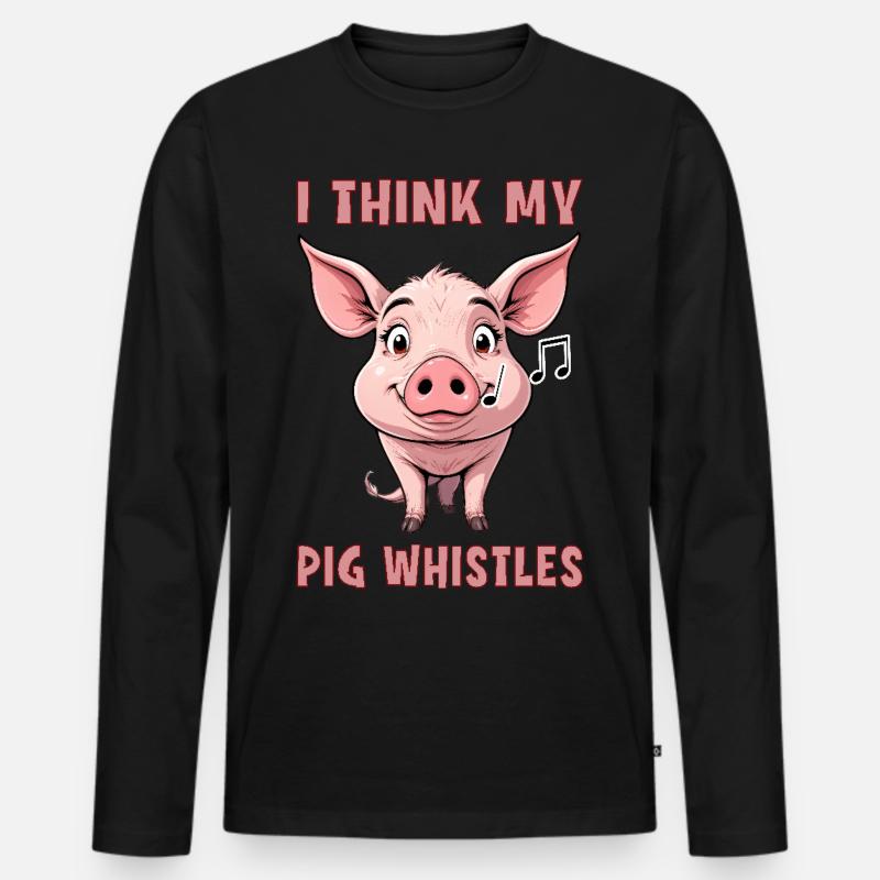 I Think my pig whistles - Männer Premium Bio Langarmshirt - Schwarz