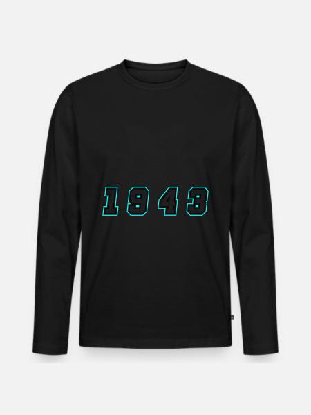 1943 Année Numéro - T-shirt manches longues Premium bio Homme - noir