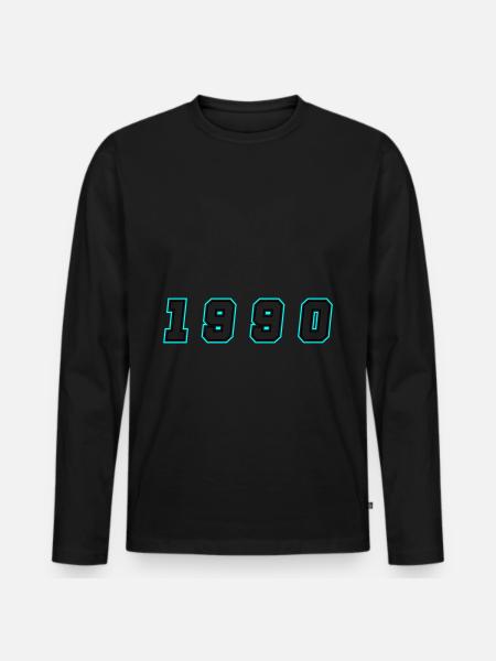 1990 Year Number - Men's Premium Organic Long Sleeve Shirt - black