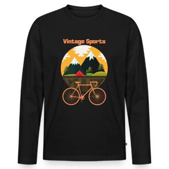 Vintage Sports - Cycling - Cycling - Cyclist - Men's Premium Organic Long Sleeve Shirt - black - Front - Nico (187cm)