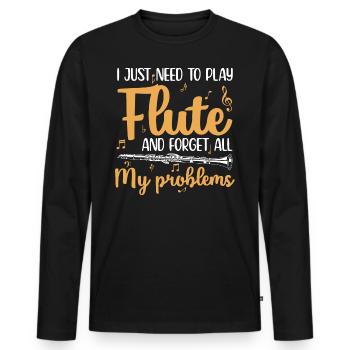 Les proverbes de la flûte traversière | Instrument de musique Hobby Cadeau - T-shirt manches longues Premium bio Homme - noir - Devant - Nico (187cm)