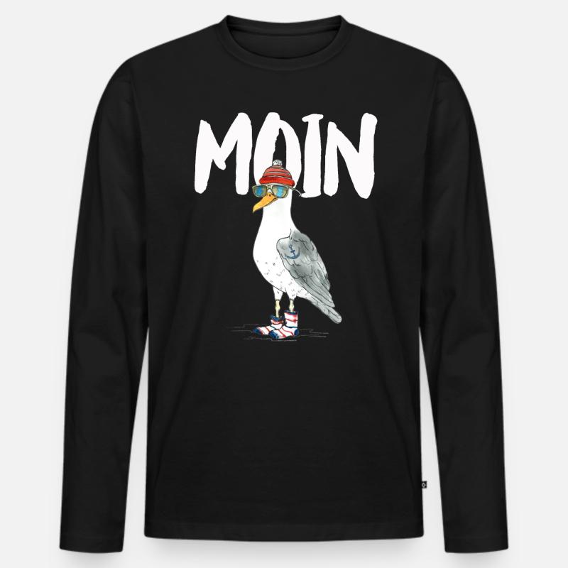 MÖWE MOIN NORDSEE - Männer Premium Bio Langarmshirt - Schwarz