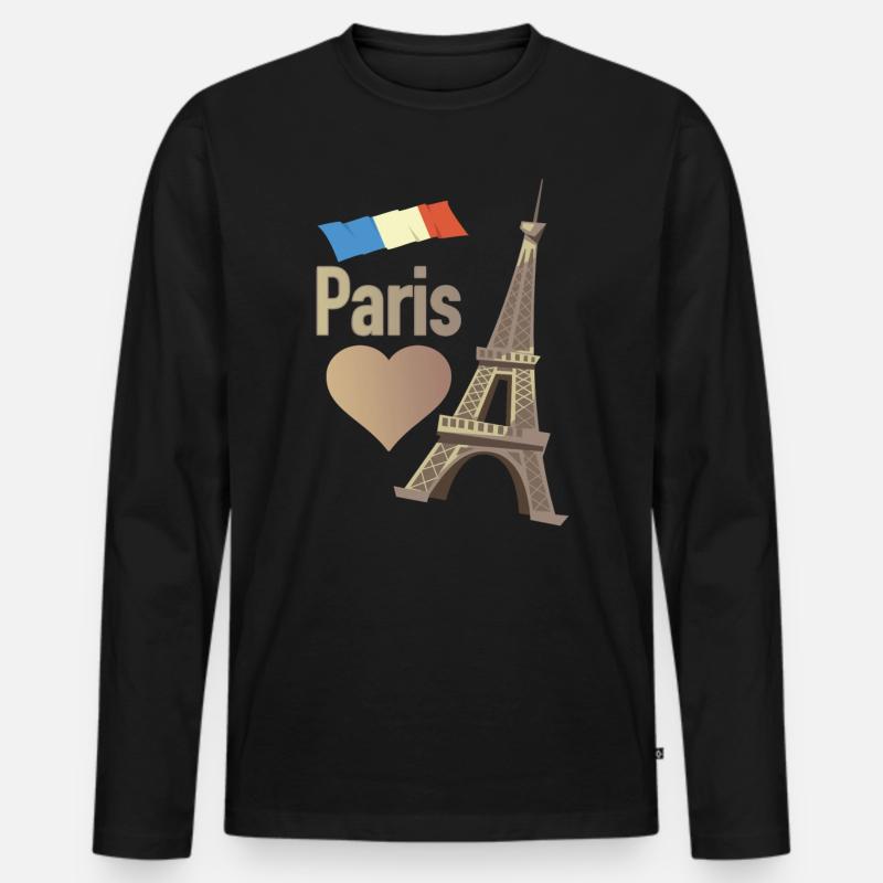 Paris - Männer Premium Bio Langarmshirt - Schwarz