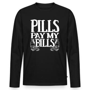 pilules payer mes factures pilules pharmacien dire - T-shirt manches longues Premium bio Homme - noir - Devant - Nico (187cm)