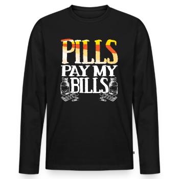 pilules payer mes factures pilules pharmacien dire - T-shirt manches longues Premium bio Homme - noir - Devant - Nico (187cm)
