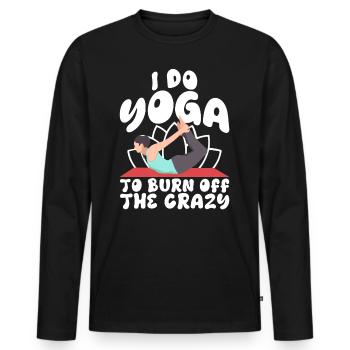 Je fais du yoga pour brûler les fous - T-shirt manches longues Premium bio Homme - noir - Devant - Nico (187cm)