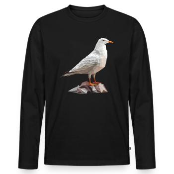 Polygon Möwe auf Felsen - Männer Premium Bio Langarmshirt - Schwarz - Vorne - Nico (187cm)