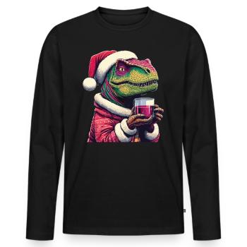 Raptor drinks mulled wine - Men's Premium Organic Long Sleeve Shirt - black - Front - Nico (187cm)