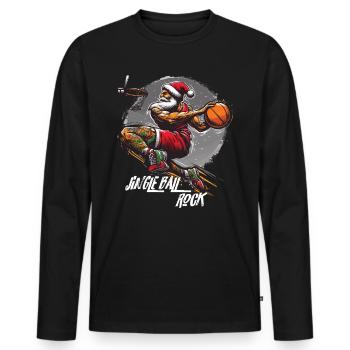 Père Noël Slam Dunk Basketball Jingle Ball Rock - T-shirt manches longues Premium bio Homme - noir - Devant - Nico (187cm)