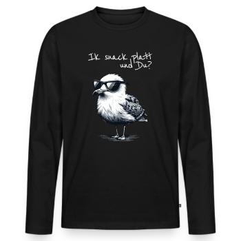 Ik snack platt und Du Coole Nord Möwe Spruch - Männer Premium Bio Langarmshirt - Schwarz - Vorne - Nico (187cm)