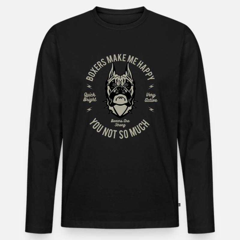 Boxer Hund - Männer Premium Bio Langarmshirt - Schwarz
